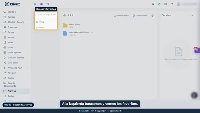 Tutorial del módulo Archivos de Klienz