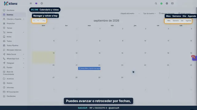 Tutorial del módulo Eventos de Klienz