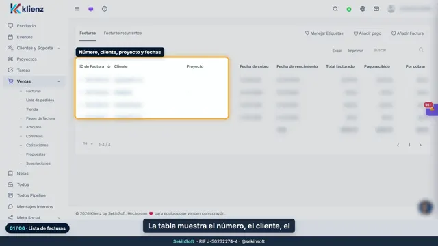 Tutorial del módulo Facturas de Klienz