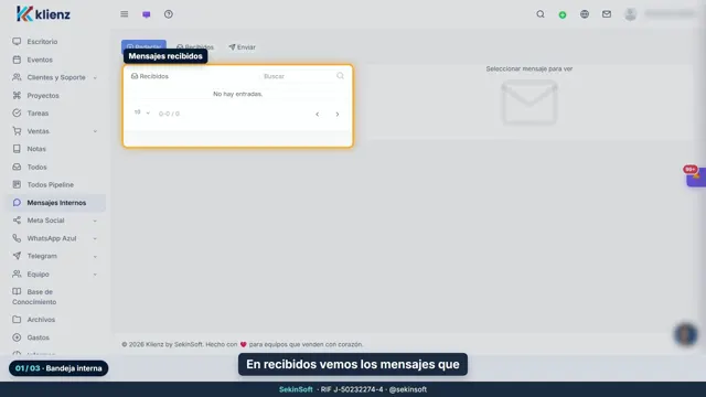 Tutorial del módulo Mensajes Internos de Klienz