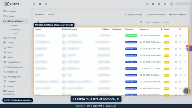 Tutorial del módulo Prospectos de Klienz